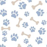 Pets paw pattern. Bones and animal footsteps seamless texture. Pet store background. vector