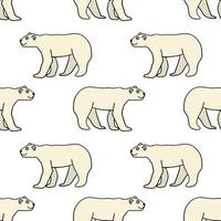 dibujos animados doodle lineal oso polar de patrones sin fisuras. lindo fondo de animales.