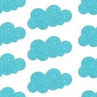 Seamless abstract background with doodle curly clouds on white background. Infinity geometric pattern. vector