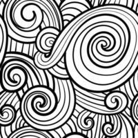 Abstract hand drawn doodle thin line wavy seamless pattern. Curly linear sky or sea messy background. vector