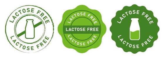 lactose free no milk label stamp graphic design template set packaging symbol tag green flat circle vector