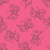 Seamless pattern with happy butterfly fairy sorceress. vector