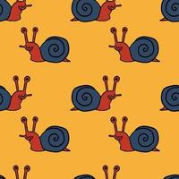 Cartoon doodle linear snail seamless pattern. Animal background. vector