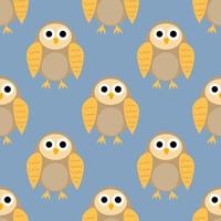Cartoon owl seamless pattern. Cute bird background. vector