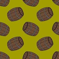 Seamless pattern with cartoon doodle linear barrel. vector