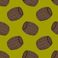 Seamless pattern with cartoon doodle linear barrel. vector