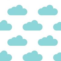 Abstract seamless pattern with blue clouds isolated on white background. vector