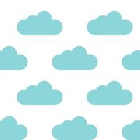 Abstract seamless pattern with blue clouds isolated on white background. vector