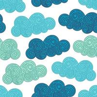 Seamless abstract background with doodle curly clouds on white background. Infinity geometric pattern. vector