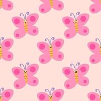 Colorful seamless pattern with happy butterfly. Insect wrapping paper, background. vector