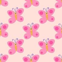 Colorful seamless pattern with happy butterfly. Insect wrapping paper, background. vector