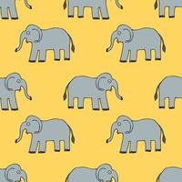 Seamless pattern with cartoon doodle elephant. Wrapping paper, textile, fabric. vector