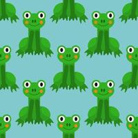Cartoon frog seamless pattern in flat style. Animal background. vector