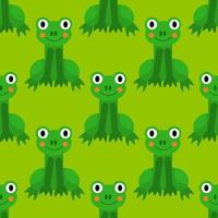 Cartoon frog seamless pattern in flat style. Animal background. vector