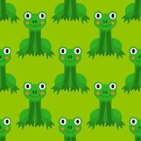 Cartoon frog seamless pattern in flat style. Animal background. vector