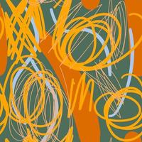 Modern hand draw colorful abstract seamless pattern with doodle geometrical shapes, circles, lines. vector