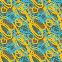 Modern hand draw colorful abstract seamless pattern with doodle geometrical shapes, circles, lines. vector