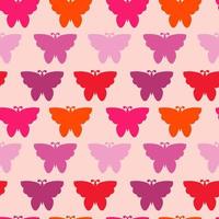 Colorful seamless pattern with cute pink, red, orange butterfly. Wrapping paper background. vector
