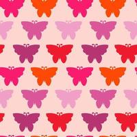 Colorful seamless pattern with cute pink, red, orange butterfly. Wrapping paper background. vector