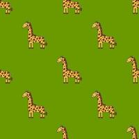 doodleaCartoon doodle linear giraffe seamless pattern. Safari animal background. Childlike style. vector