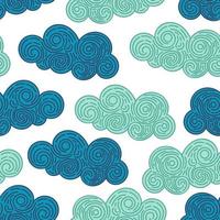 Seamless abstract background with doodle curly clouds on white background. Infinity geometric pattern. vector