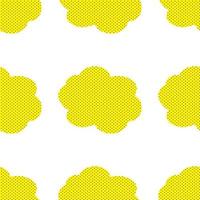 Seamless pattern with yellow pop art clouds. vector