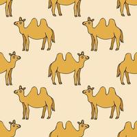 Seamless pattern with cartoon doodle happy camel. vector