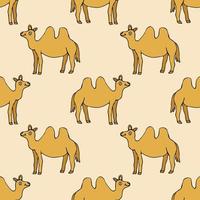 Seamless pattern with cartoon doodle happy camel. vector