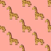 doodleaCartoon doodle linear giraffe seamless pattern. Safari animal background. Childlike style. vector