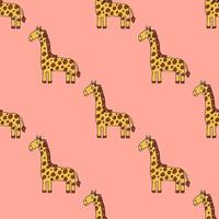 doodleaCartoon doodle linear giraffe seamless pattern. Safari animal background. Childlike style. vector