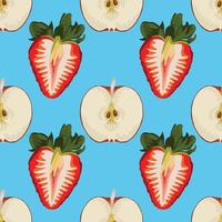 hand draw sweet and fresh fruits drawing seamless background pattern design vector