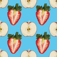 hand draw sweet and fresh fruits drawing seamless background pattern design vector