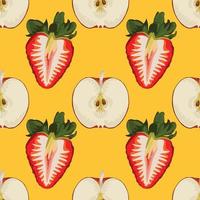 cute fresh drawing fruits seamless background