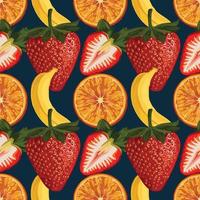 diseño de patrón de fondo sin costuras de frutas dibujadas a mano frescas y coloridas vector