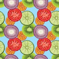 vector de arte de patrón de diseño sin costuras de frutas y verduras frescas para envolver papel