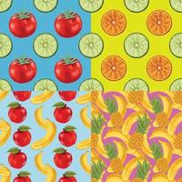 fruits and vegetable seamless design pattern art for paper wrapping set vector