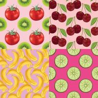 fruits and vegetable seamless paper wrapping set vector