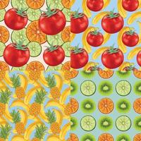 conjunto de envoltura de papel de vector de arte de patrón de diseño sin costura de frutas y verduras