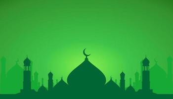 Mosque background. Islamic design vector for background. Mosque silhouette design illustration. Abstract Islamic background. Islamic background with green color vector design illustration.