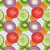 vector de arte de patrones sin fisuras de frutas y verduras frescas para envolver papel