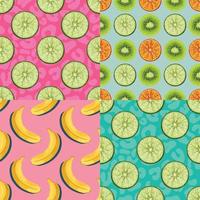 diseño sin costuras de frutas y verduras para juego de envoltura de papel vector