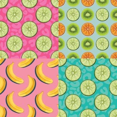 fruits and vegetable seamless design for paper wrapping set