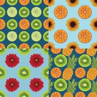 vector de arte de patrón de diseño sin costuras de frutas y verduras para envolver papel