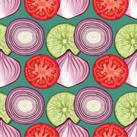 vector de arte de patrón de diseño de frutas y verduras frescas para envolver papel