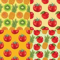 fruits and vegetable seamless design pattern for paper wrapping set vector