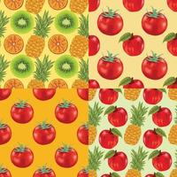 patrón de diseño sin costuras de frutas y verduras para juego de envoltura de papel vector