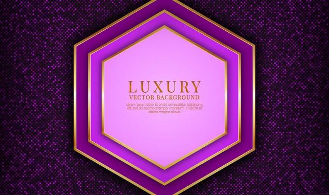 3D purple luxury abstract background overlap layers on dark space with golden stripes effect decoration. Graphic design element future style concept for flyer, card, brochure cover, or landing page