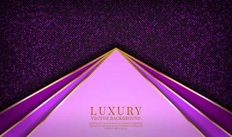 3D purple luxury abstract background overlap layers on dark space with golden stripes effect decoration. Graphic design element future style concept for flyer, card, brochure cover, or landing page vector