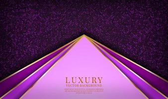 3D purple luxury abstract background overlap layers on dark space with golden stripes effect decoration. Graphic design element future style concept for flyer, card, brochure cover, or landing page vector