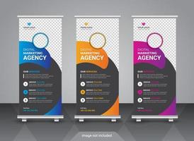 plantilla de diseño de banner enrollable colorido corporativo y comercial profesional vector